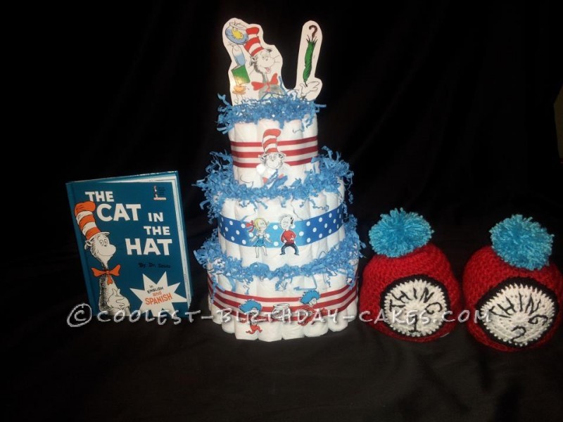 cat in the hat diaper cake