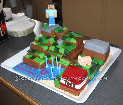 Nifty Tiered Minecraft Inspired Cake