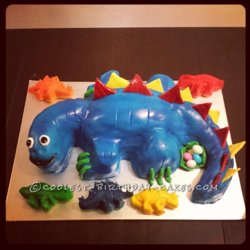 Coolest Blue Stegosaurus Birthday Cake