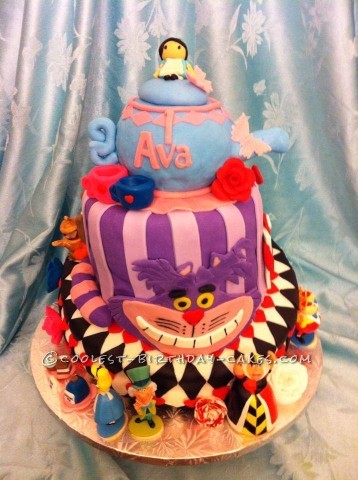 Coolest Topsy Turvy Alice in Wonderland Birthday Cake