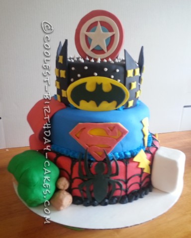 Coolest Stacked Superhero Cake