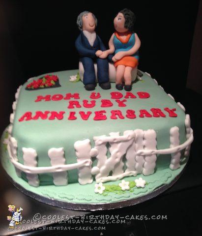 40th (Ruby) Wedding Anniversary Cake - Decorated Cake by - CakesDecor