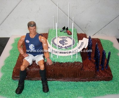 AFL football cake by Cake Art by Bec.  https://m.facebook.com/profile.php?id=253457001361590&ref=bookmark | Sports  birthday cakes, Football birthday cake, Cake