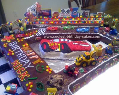 Homemade Lightening McQueen Birthday Cake