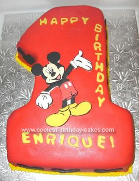 Homemade Mickey Mouse Birthday Cake