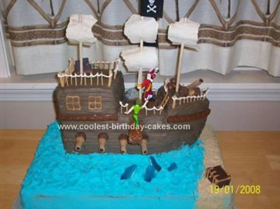 Homemade Pirate Ship Birthday Cake