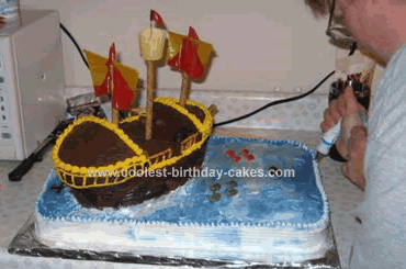 Homemade Pirate Ship Birthday Cake