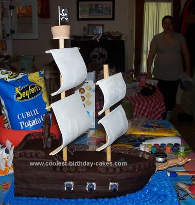 Homemade Pirate Ship Birthday Cake