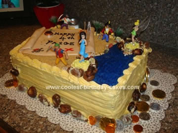 Homemade Pirate Treasure Map and Tinkerbell Cake