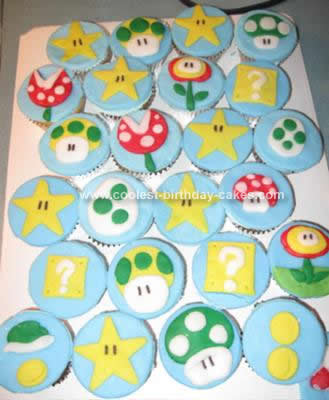 Homemade Super Mario Birthday Cupcakes