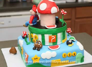 Homemade Super Mario Brothers Birthday Cake Design