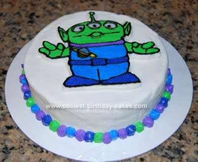 Homemade Toy Story Alien Cake