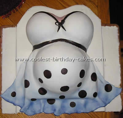 Pretty Homemade Pregnant Belly Baby Shower Cake