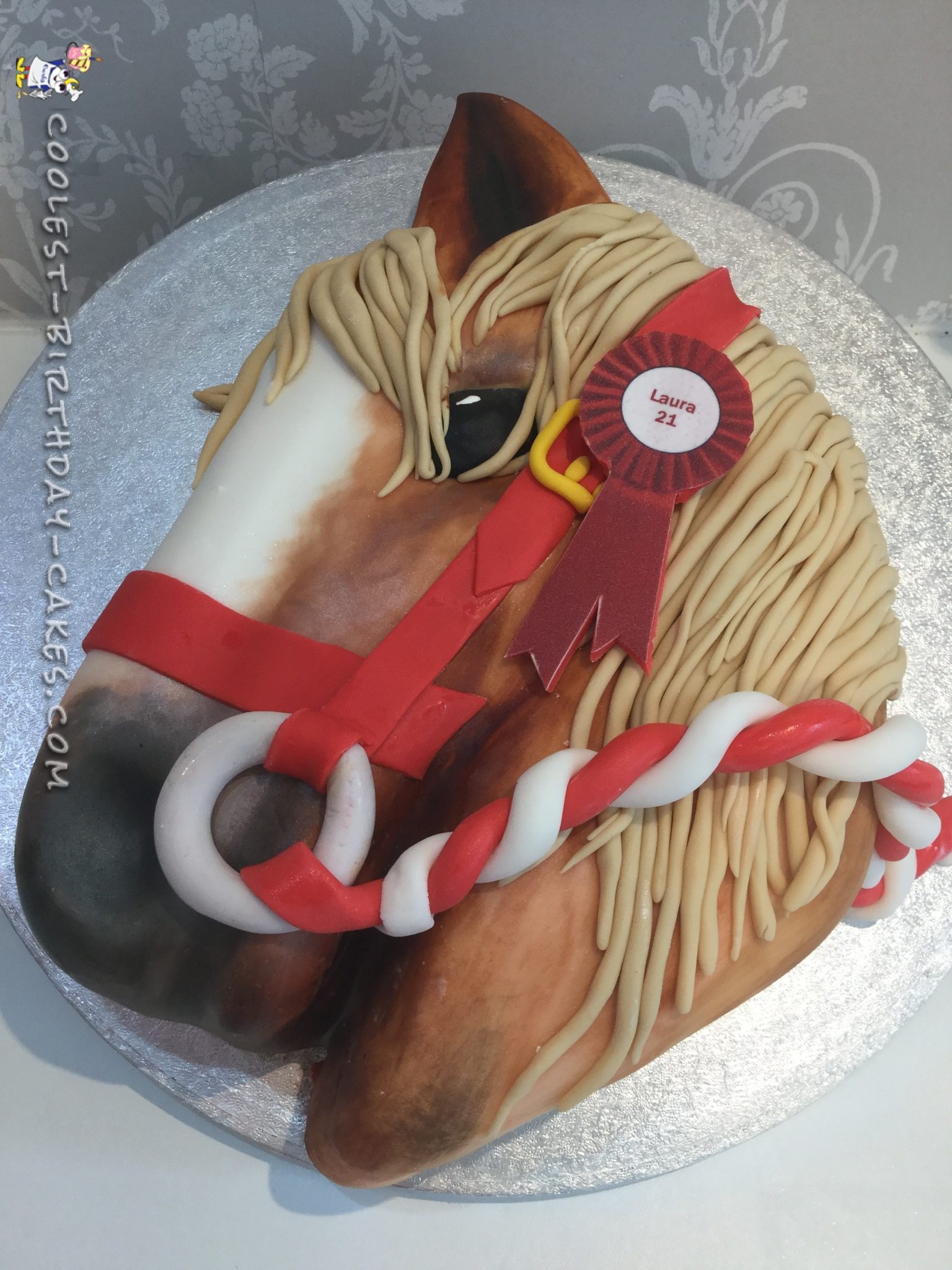 Awesome Sculpted Pony Head Cake For A Little Girl